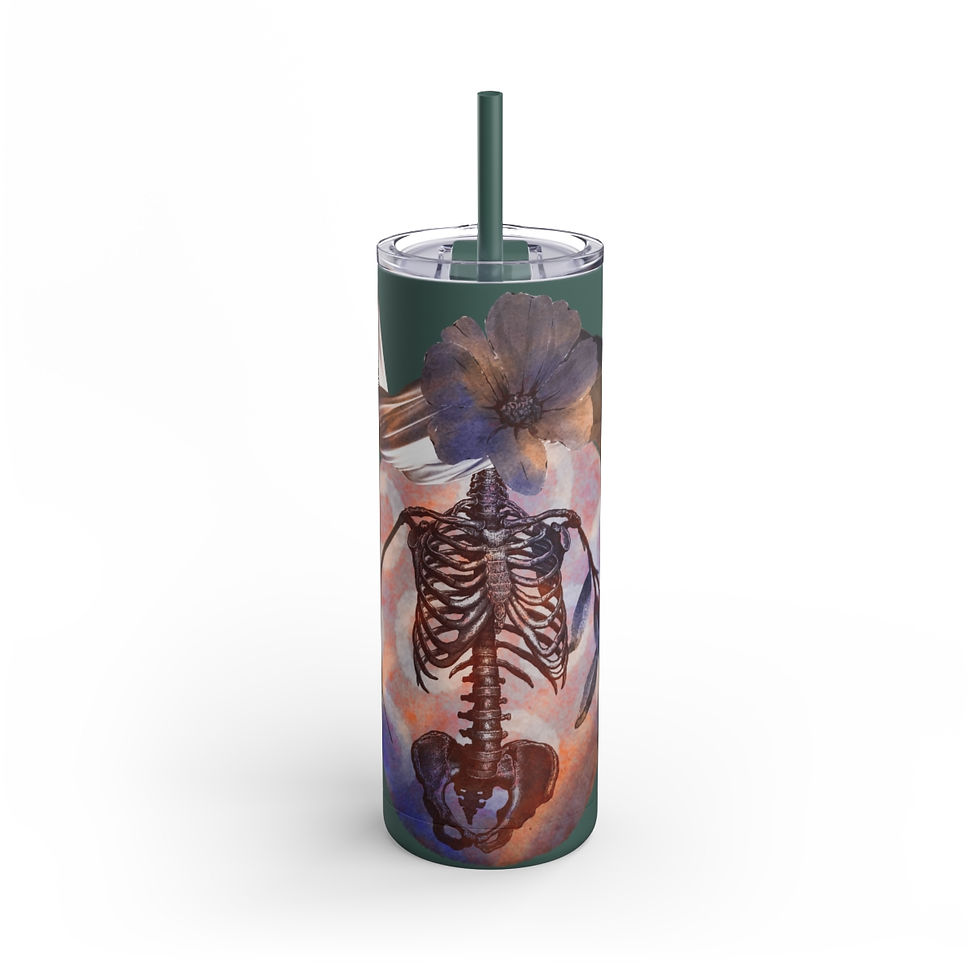 Thumbnail: Bone Flora Blue - Maars Maker Skinny Matte Tumbler, 20oz