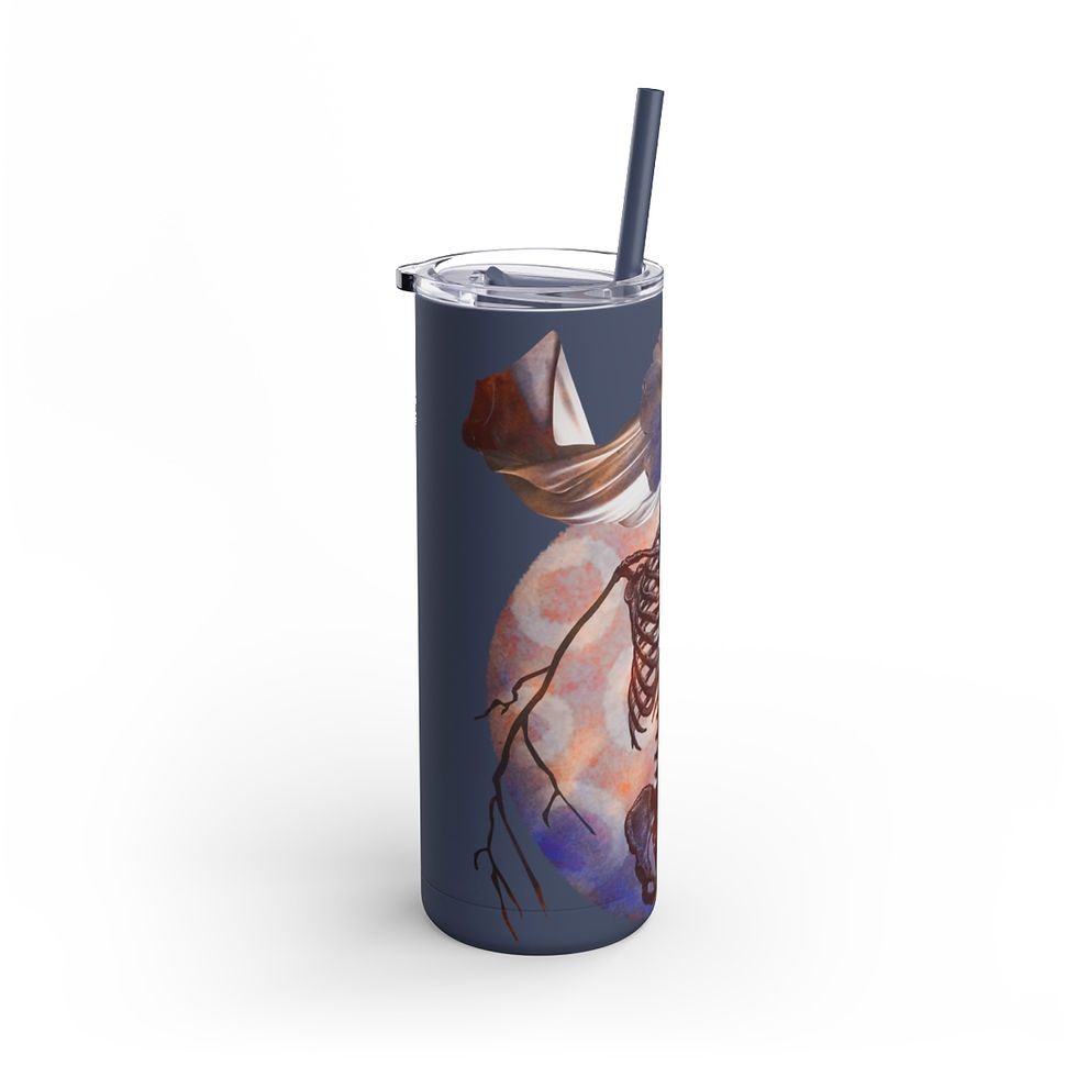 Thumbnail: Bone Flora Blue - Maars Maker Skinny Matte Tumbler, 20oz
