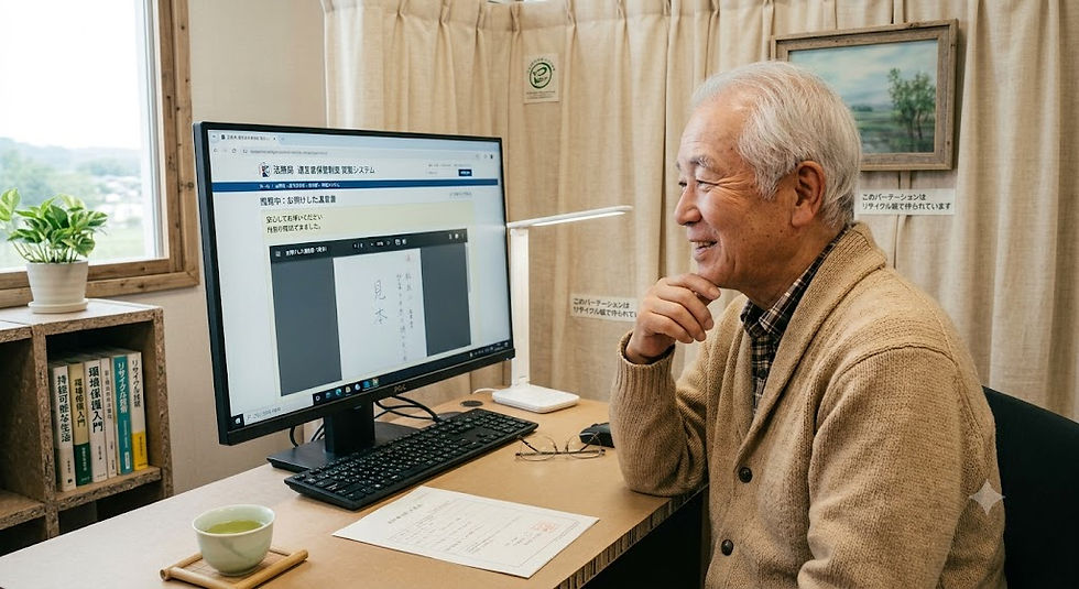 遺言書保管制度でお預けした遺言書を全国の法務局からモニター閲覧する様子