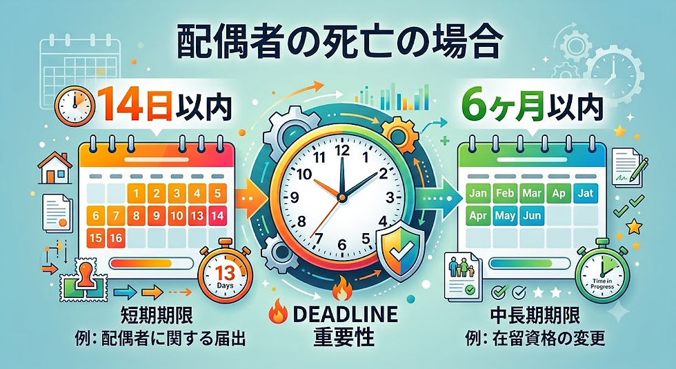 日本人配偶者と死別した後の14日以内の入管への届出義務(入管法第19条の16第3号)と定住者へのビザ変更手続