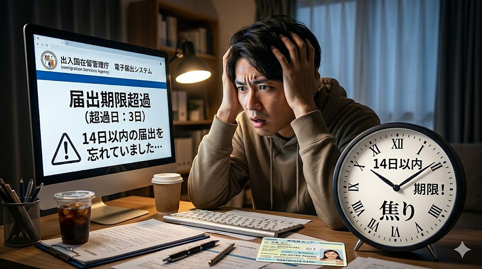 引越しや転職から14日を過ぎてしまった場合の入管への届出と理由書の提出