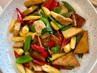 Taiwanese style three-cup tempeh