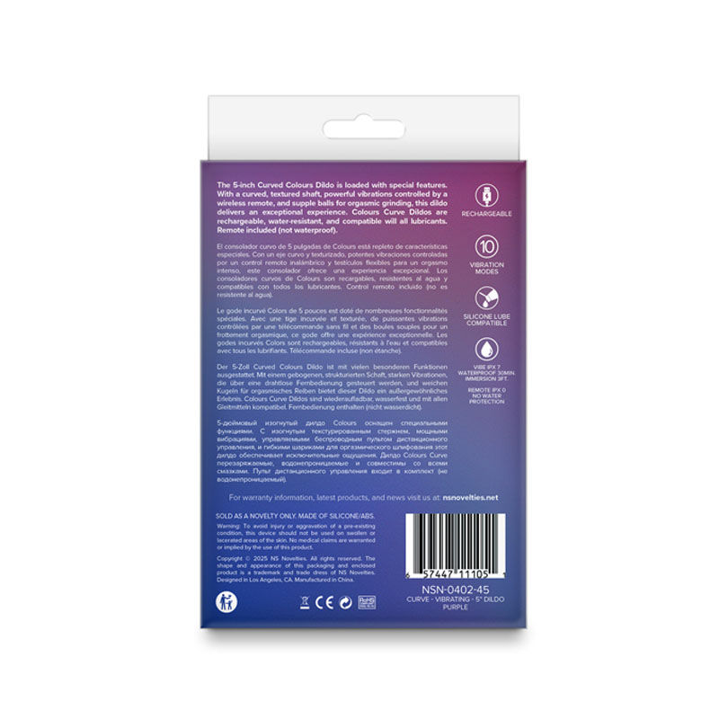 Thumbnail: Colours Curve - Vibrating 5'' Dildo - Purple