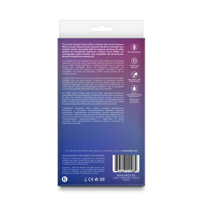 Thumbnail: Colours Curve - Vibrating 6'' Dildo - Purple