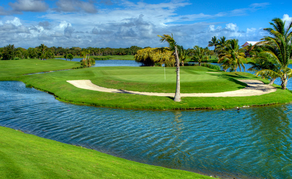 Lush green fairways and water hazards at The Lakes at Barcelo, redesigned by P.B. Dye