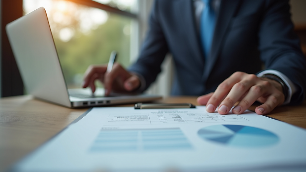 Close-up view of a business owner reviewing their credit report
