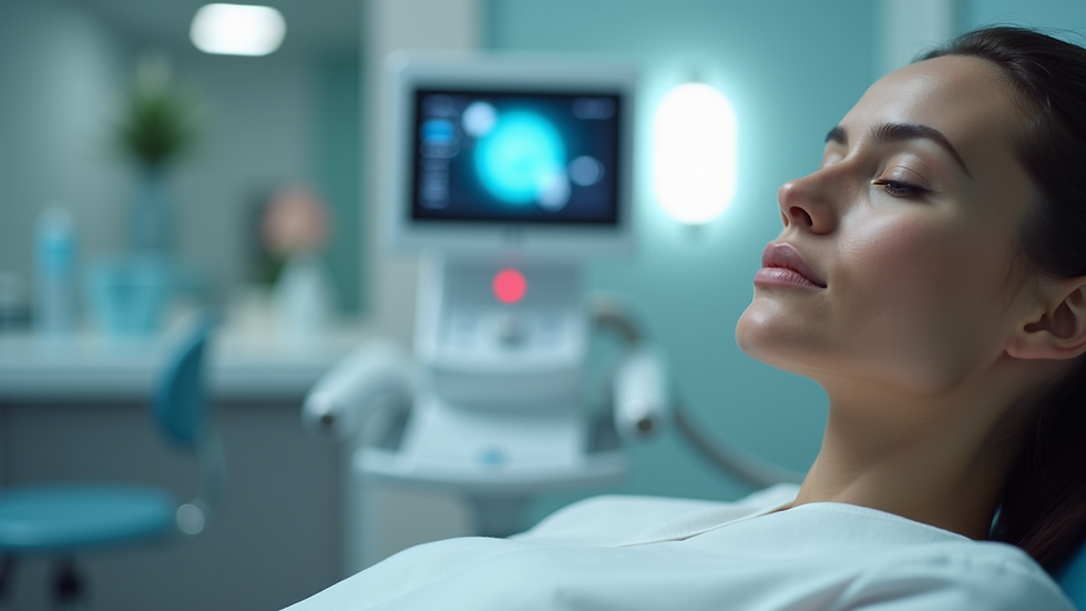 Eye-level view of laser equipment in a skincare clinic