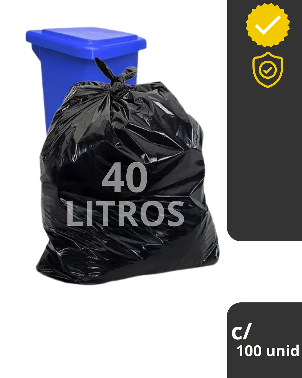 Miniatura: Saco de Lixo Preto 40Lts (60x60) C/100 Unid. FMA