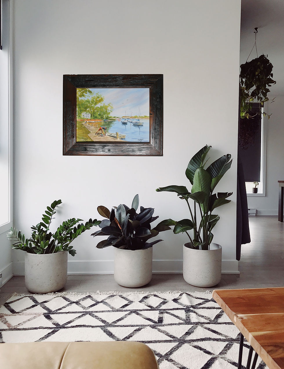 Thumbnail: Watercolor painting of a man loading his boat on a beautiful blue lake under a blue and pink sky.