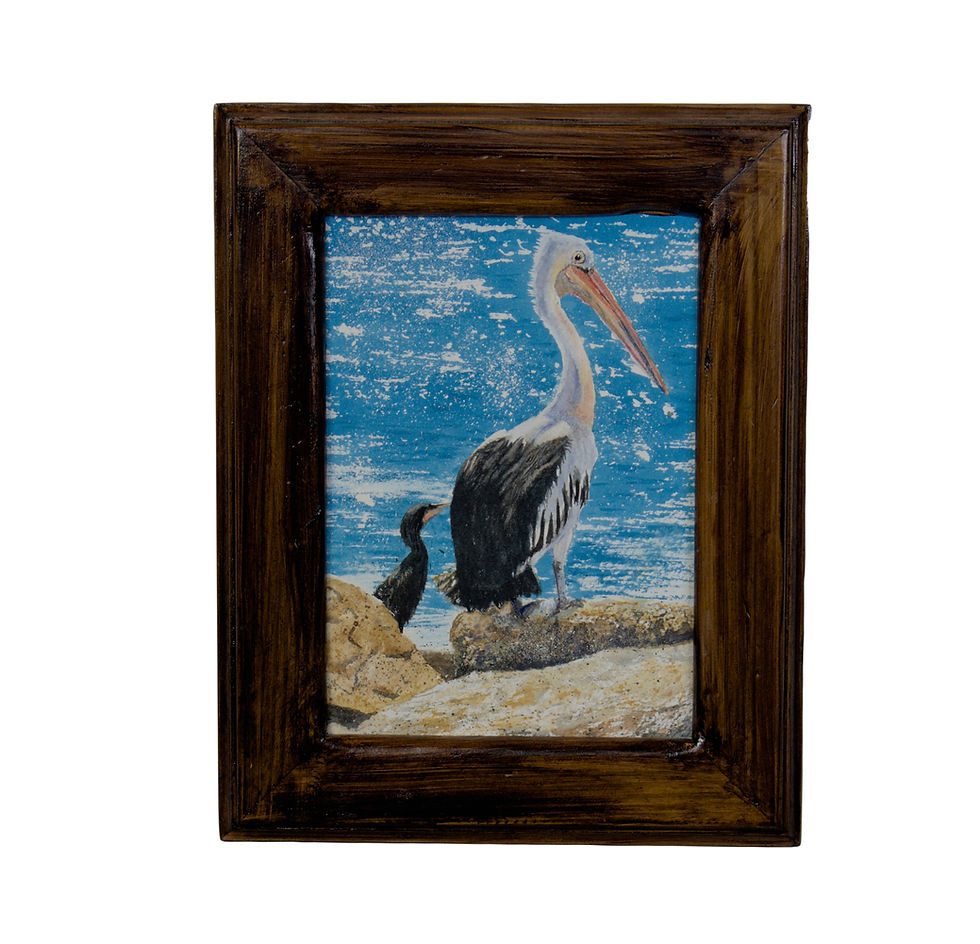 Thumbnail: 5x7 watercolor painting of a pelican on the beach