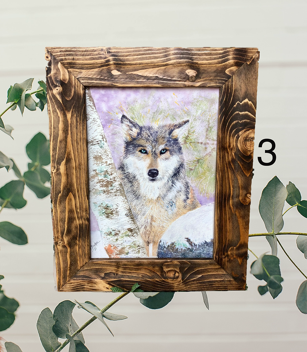 Thumbnail: 9x12 watercolor painting of a gray wolf in the snow.