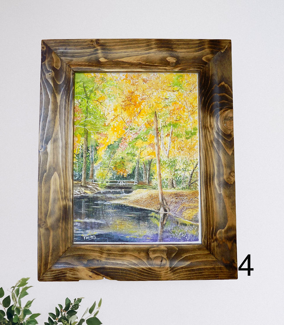 Thumbnail: Watercolor of an autumn scene reflected in the creek.