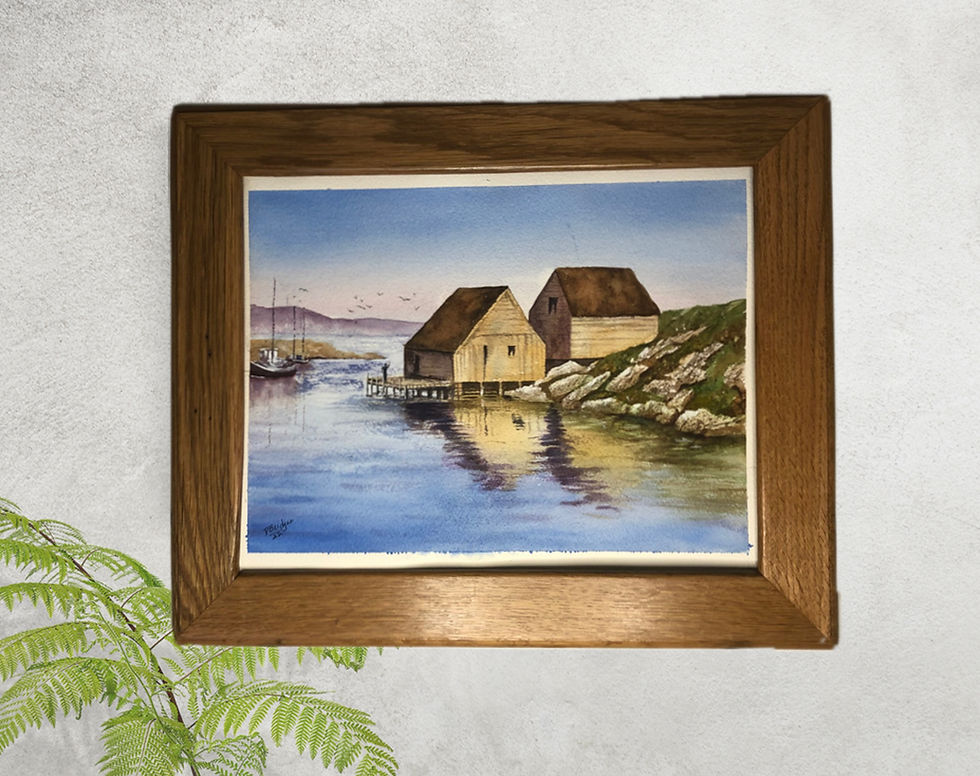 Thumbnail: Watercolor of Peggy's Cove in Nova Scotia.