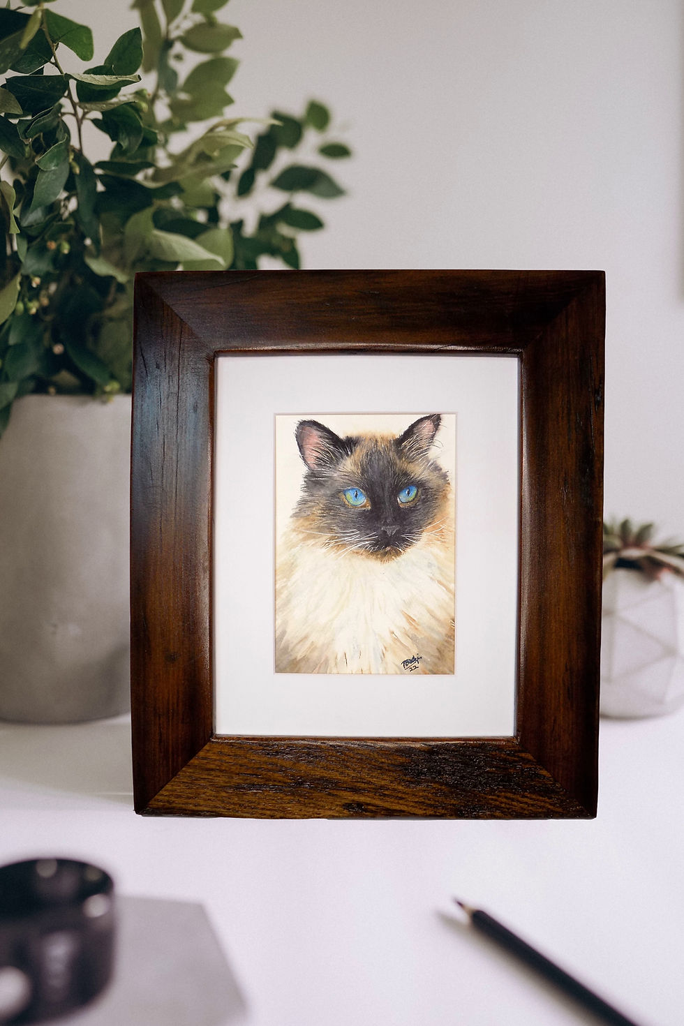 Thumbnail: 5x7 watercolor painting of a Siamese Cat