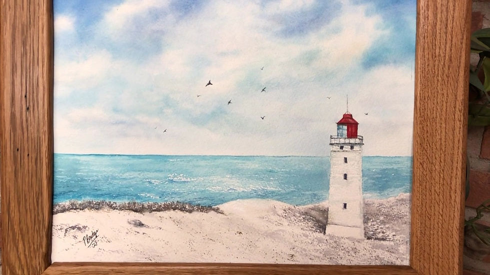 Thumbnail: 11x14 watercolor painting of Rubjerg Knude Lighthouse Denmark
