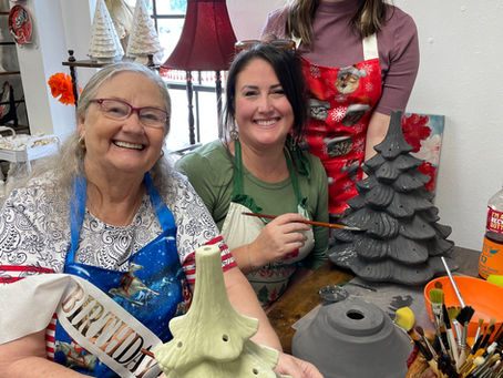 Nostalgic Christmas trees light up the studio!