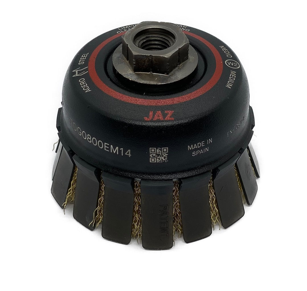 Perie Cupa cu Protectie, sarma alamita ondulata 0,30mm, M14