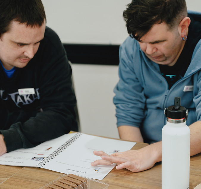 Jonno and Mark look at an Easy Read book