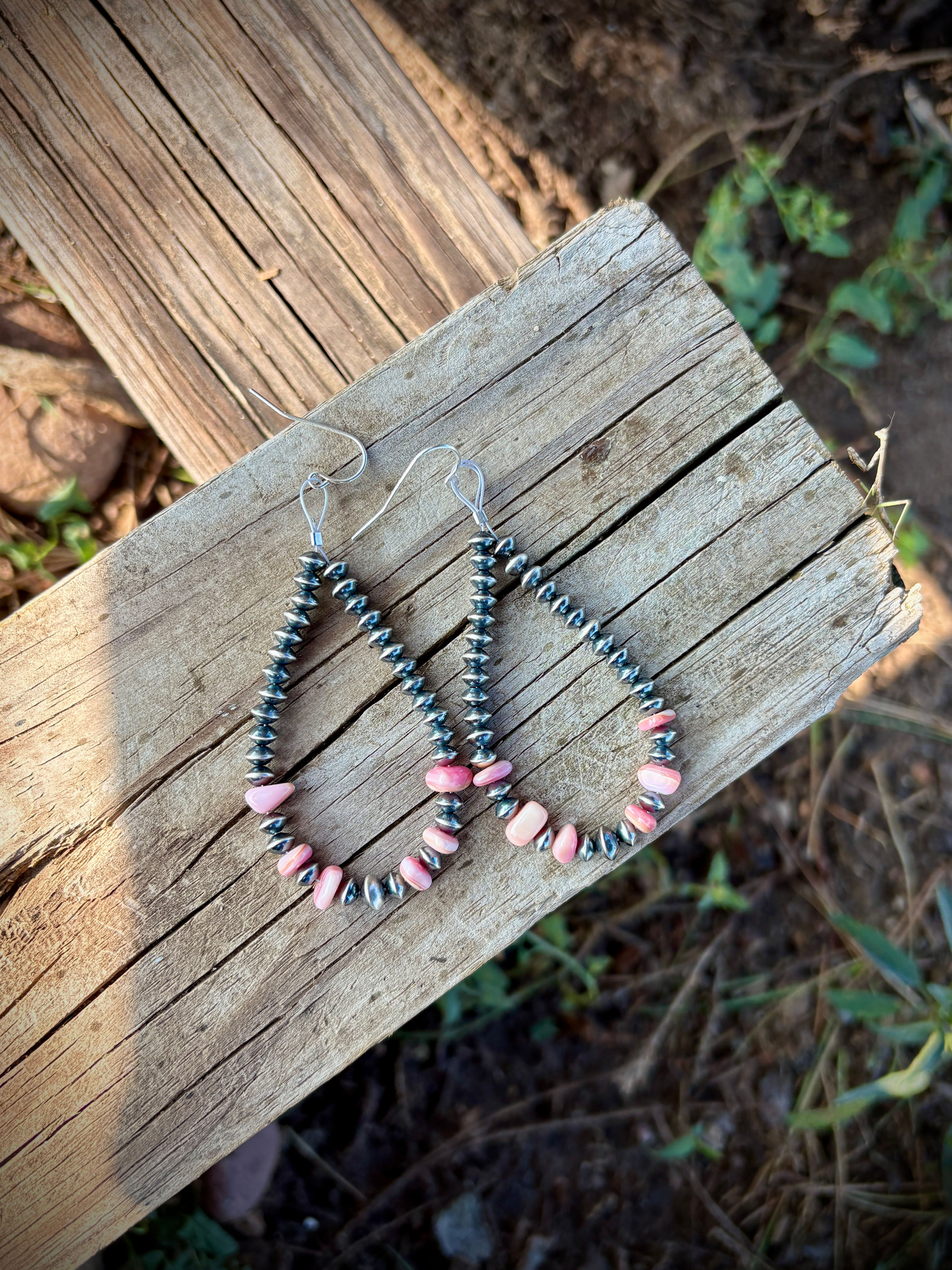 Sterling Silver & Pink Conch Earrings
