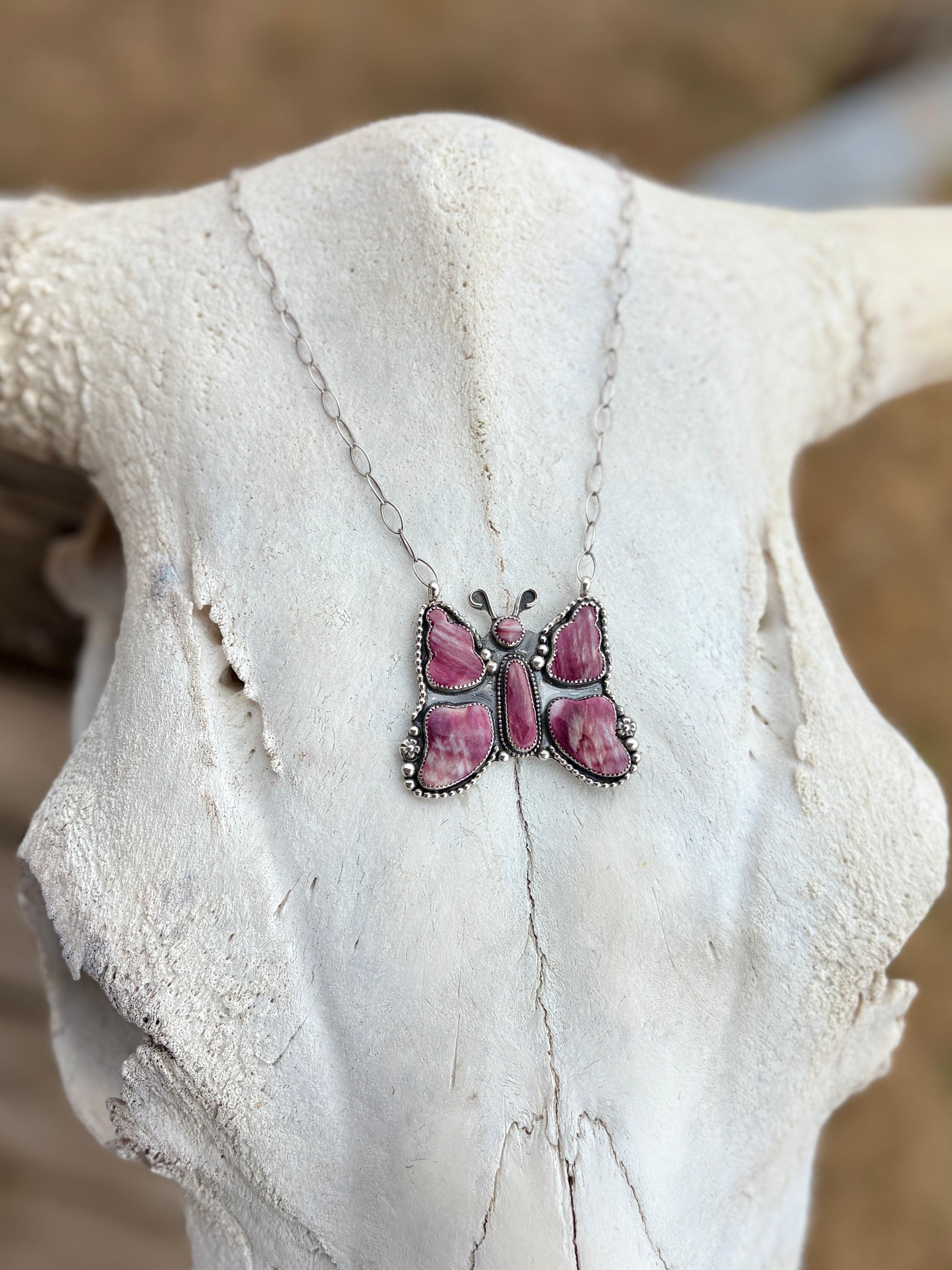 Purple Spiny Oyster Butterfly Necklace