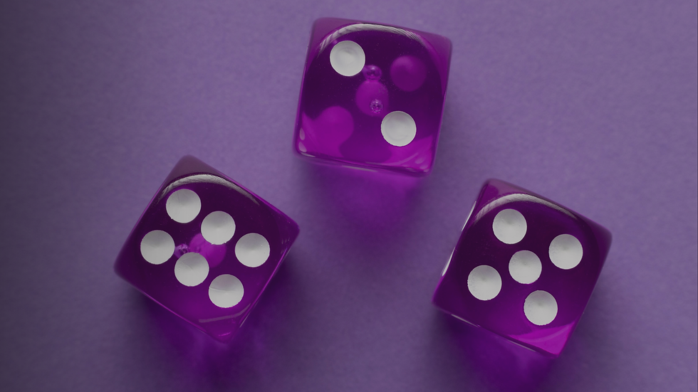 Purple dice symbolizing the difference between guessing and knowing in business growth