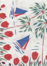 Vintage swatch with sailboats and palm trees and tulips
