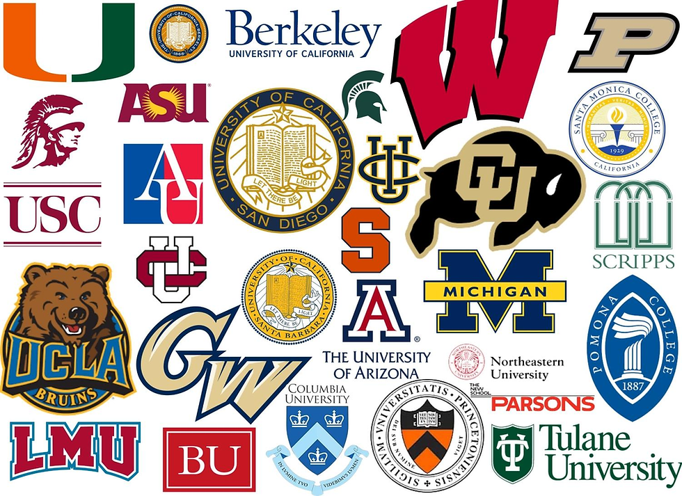 Collection of the logos of multiple colleges across the U.S.