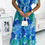 Thumbnail: Azura Floral Chiffon Pleated Maxi Dress - Blue