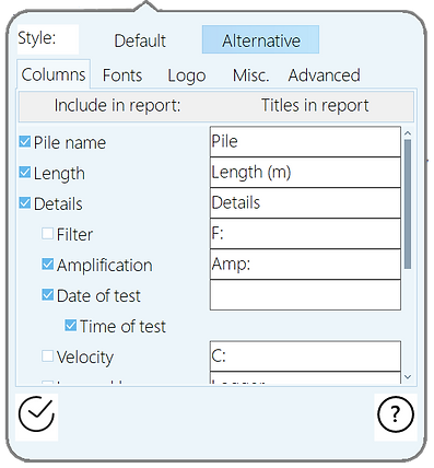 PET Report Style setting