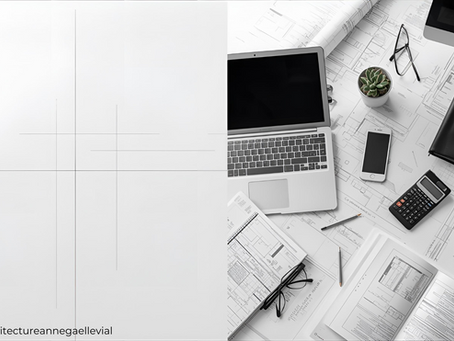 Comparaison visuelle entre un simple plan de rénovation côté gauche et un bureau d'architecte avec études techniques détaillées côté droit, illustrant le travail invisible derrière chaque projet de rénovation pour particuliers.