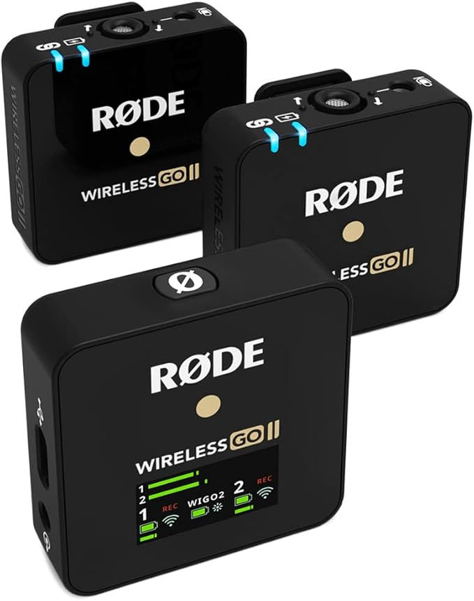 RØDE Wireless GO II Ultra-compact Dual-channel Wireless Microphone System with Built-in Microphones, On-board Recording and 200m Range for Filmmaking, Interviews and Content Creation 

(Affiliate Link)