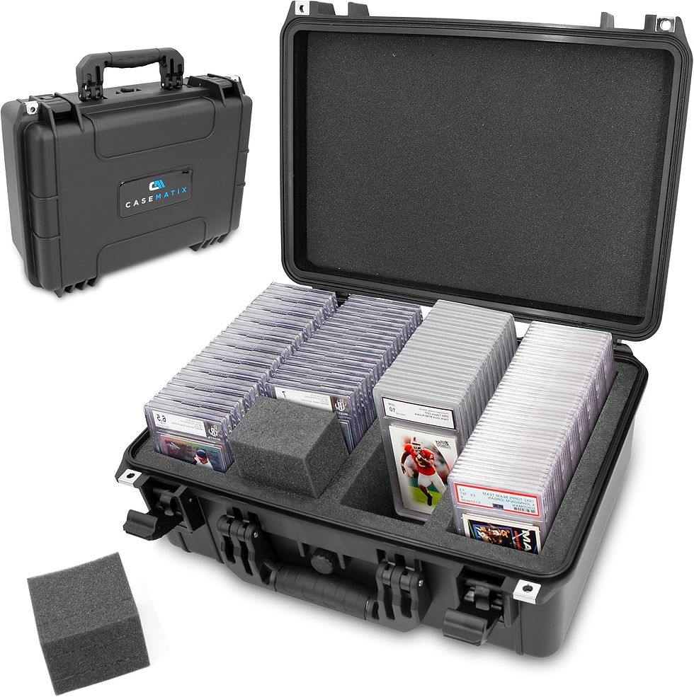 CASEMATIX Graded Card Case Compatible with 130+ BGS PSA Graded Sports Trading Cards, Waterproof Graded Slab Card Box with Precision Cut Graded Card Storage Box Foam Dividers