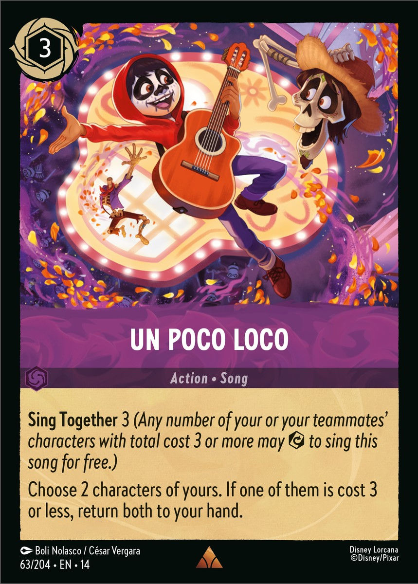 Un Poco Loco
Card Number: 63/204 Ink: Amethyst Rarity: Rare Franchise: Coco