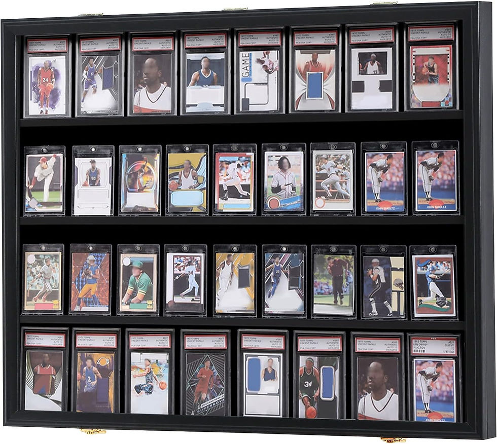 36 Graded Sports Card Display Case - Baseball Card Display Case Lockable - Collection Card Display, Wall Display Frame for Basketball Football Hockey Trading Cards with UV Protection Acrylic