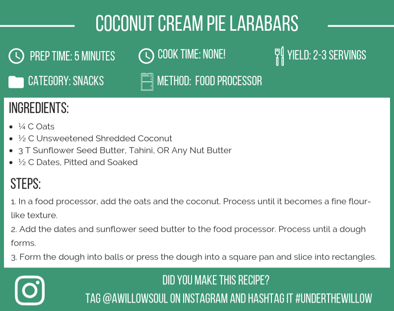 Coconut Cream Pie Larabars Recipe Card