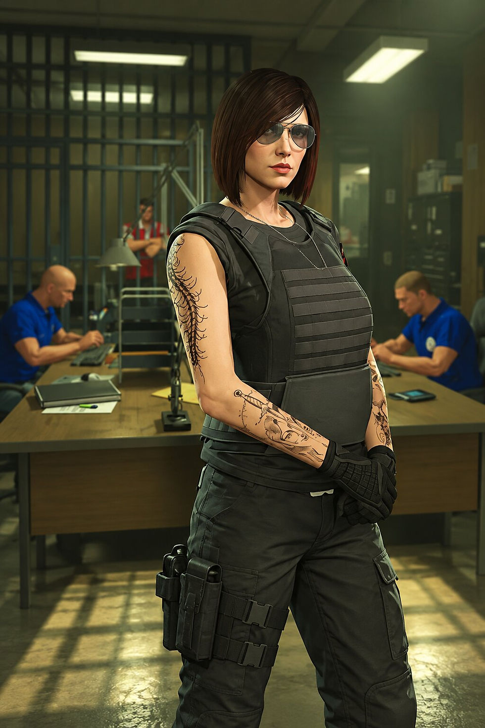 GTA Online Bottom Dollar Bounties agent stands inside the Bail Office, looking remarkably calm for someone whose last criminal has been missing for eight bloody days.