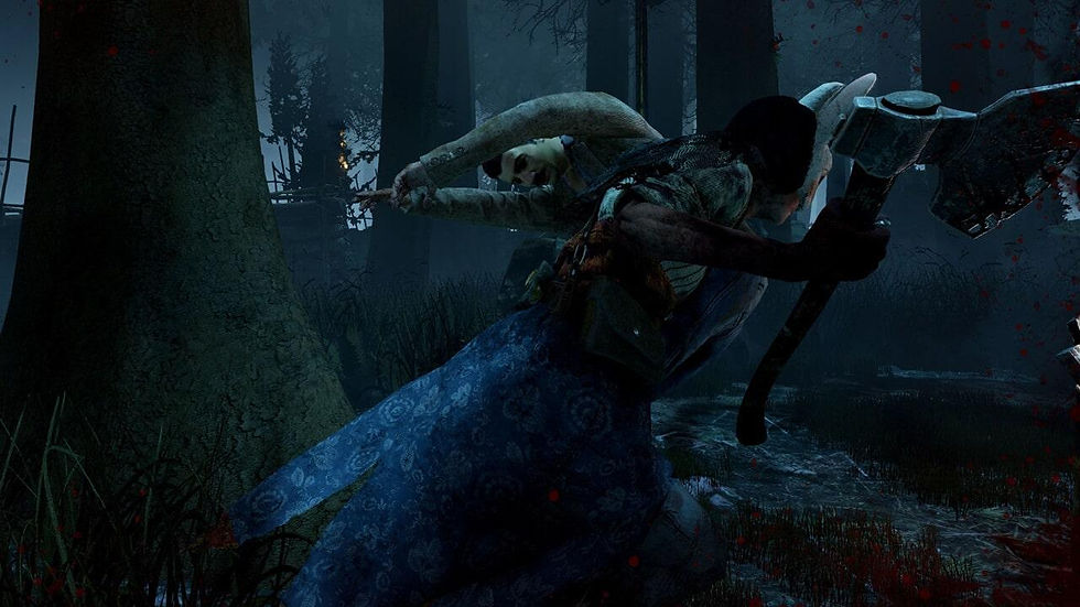 The Huntress swings her hatchet at a Survivor in Dead by Daylight, illustrating the missing Killer attack sounds that have turned combat feedback into a bloody guessing game.