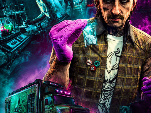 GTA Online Acid Lab business artwork showing the mobile drug lab truck, underground chemistry operation, and gritty Los Santos criminal atmosphere.