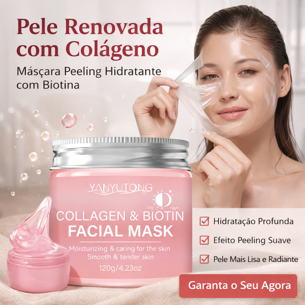 Máscara Peeling de Colágeno com Biotina – Hidratação Profunda e Renovação