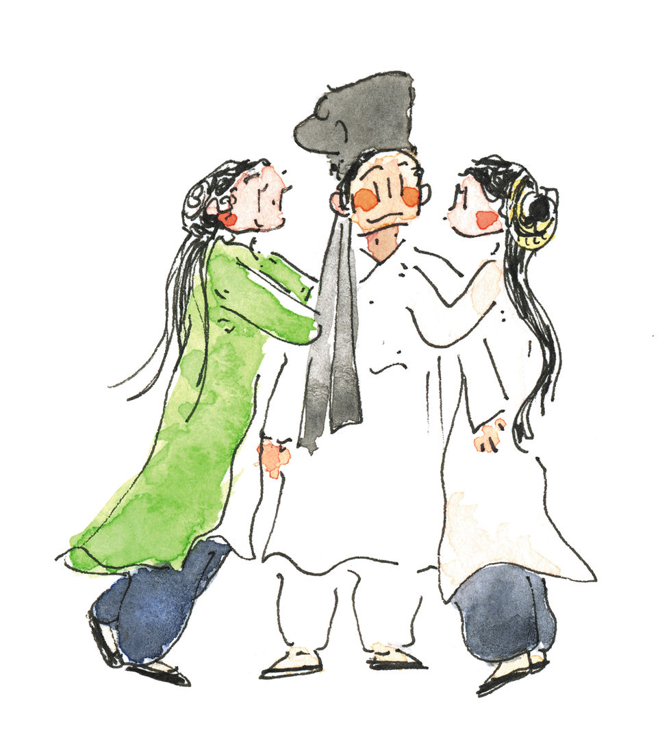 At some point, Xu Xian gets caught between both ladies