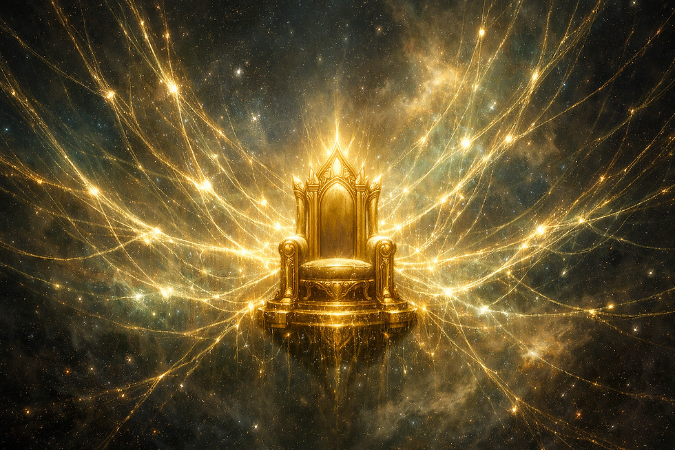 The golden throne as the root of the Akashic Field beyond time.