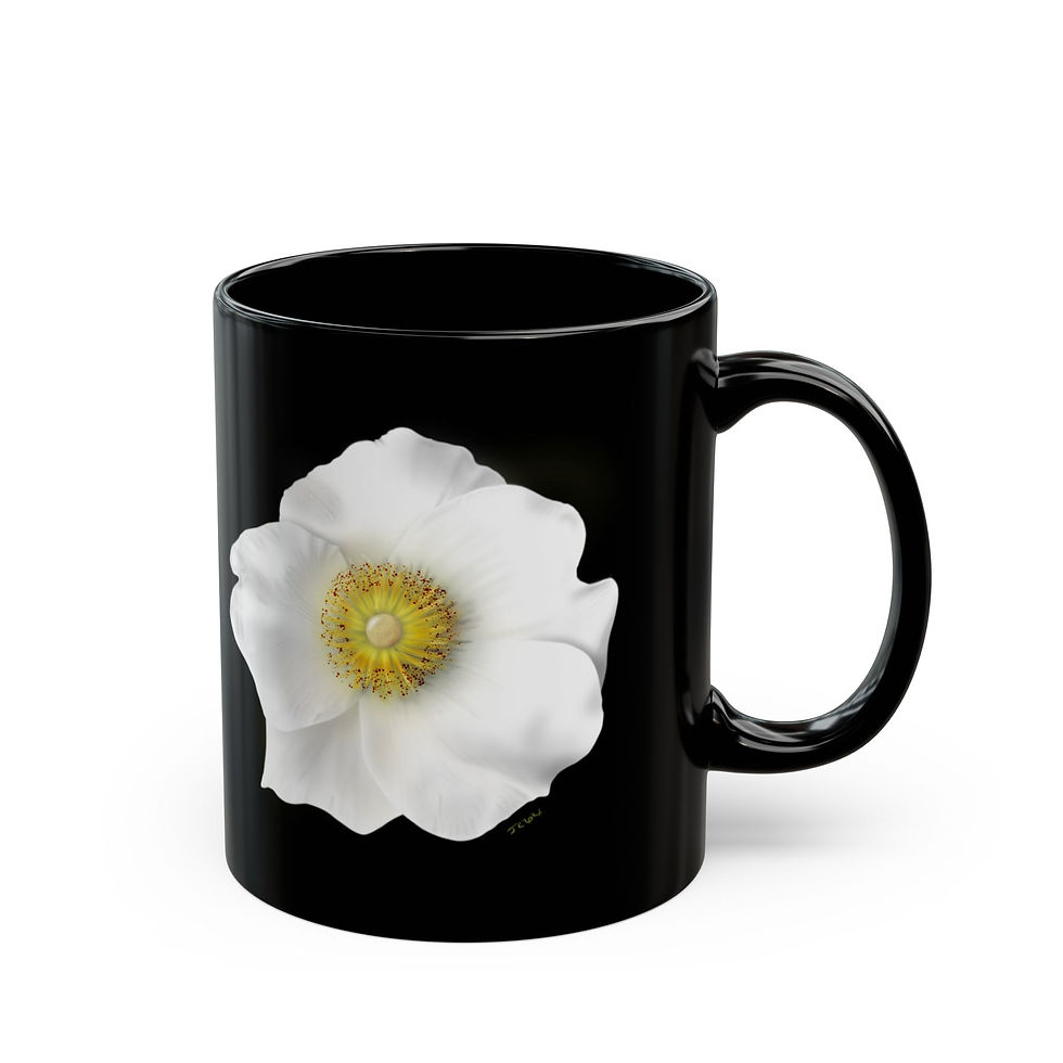 Rosa Laevigata (Cherokee Rose) - Black Ceramic Mug