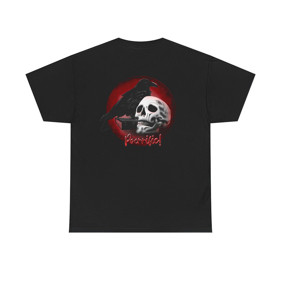 Thumbnail: Poeriffic - Raven and Skull T-Shirt black rear view