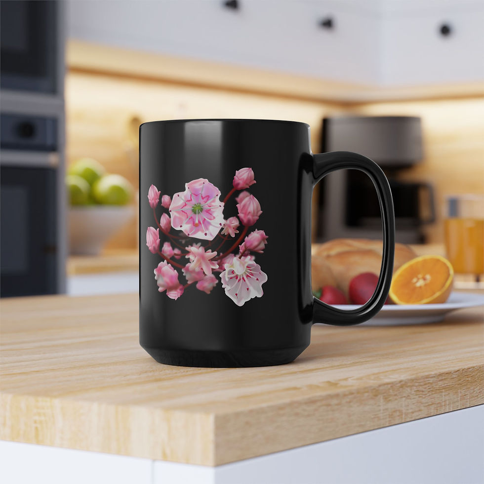 Thumbnail: Mountain Laurel - Black Ceramic Mug in the kitchen