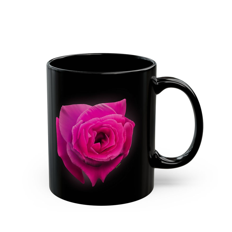 Oklahoma Rose Black Ceramic Mug