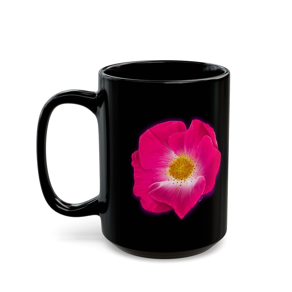 Wild Rose Black Ceramic Mug left view