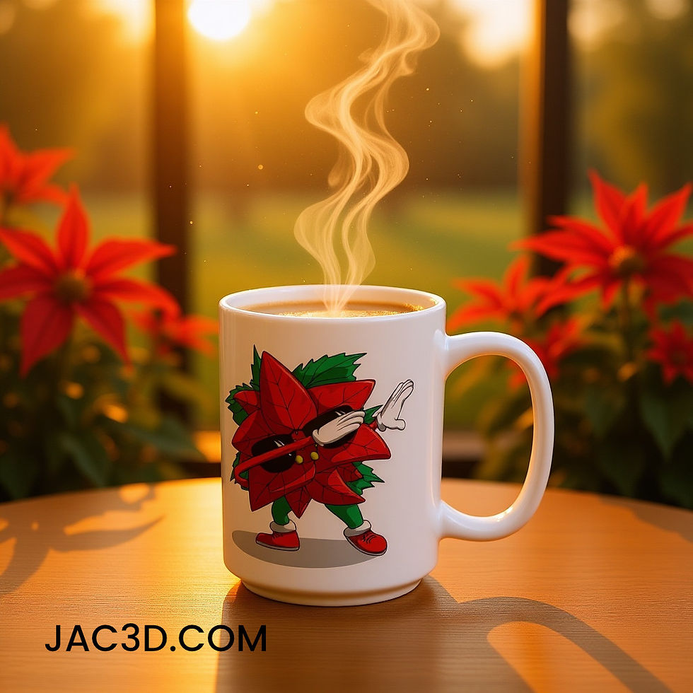 Dabsettia the Dabbing Poinsettia White Ceramic Holiday Mug