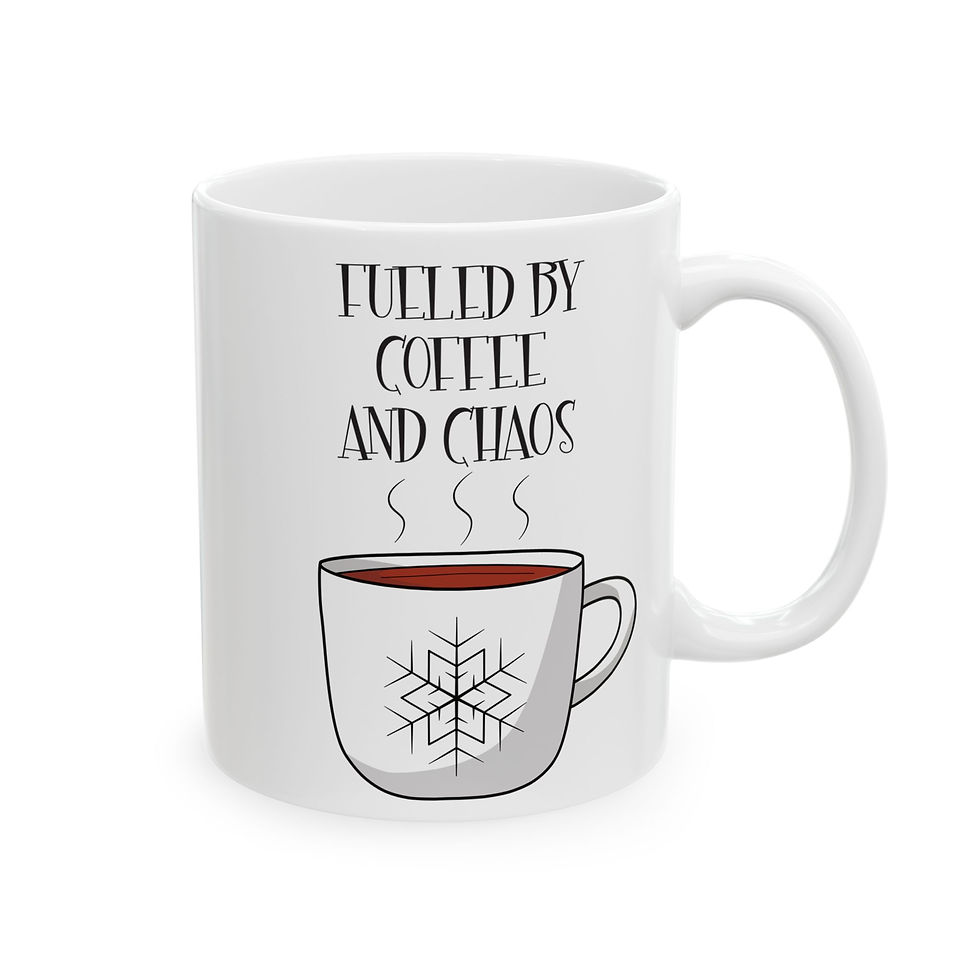 Thumbnail: Fueled by Coffee and Chaos - White Ceramic Mug by JAC3D