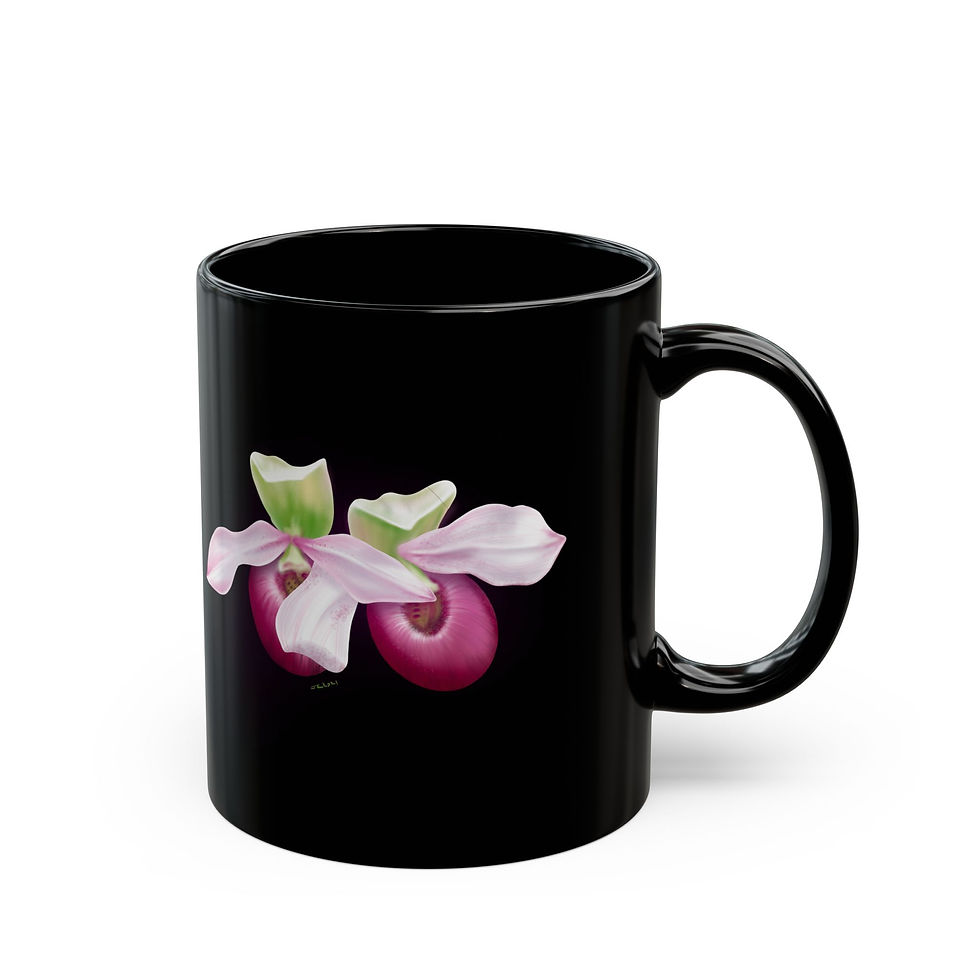 Pink Ladies Slippers Black Ceramic Mug
