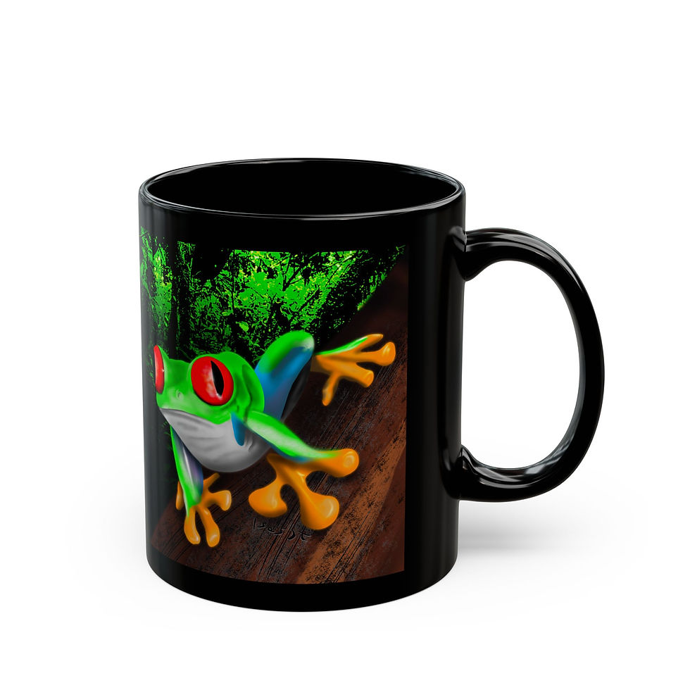 Red Eyed Tree Frog Black Ceramic Mug